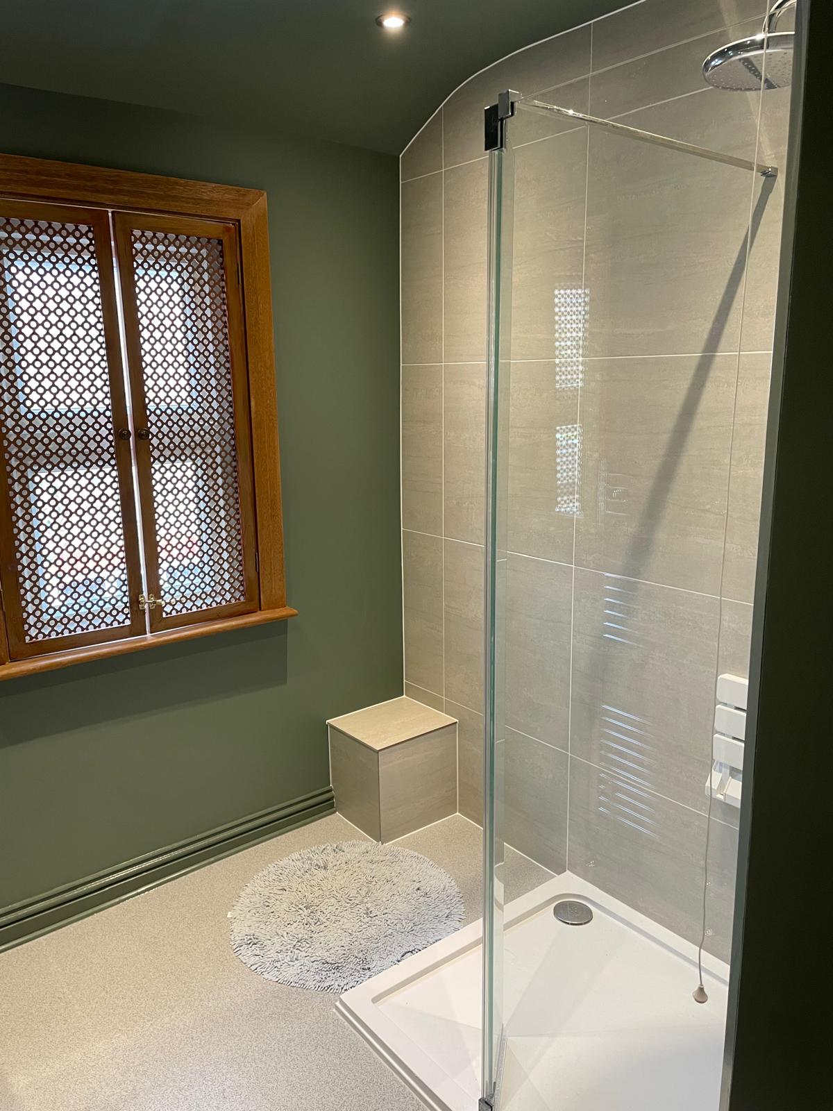 Modern bathroom shower room renovation with glass shower screen