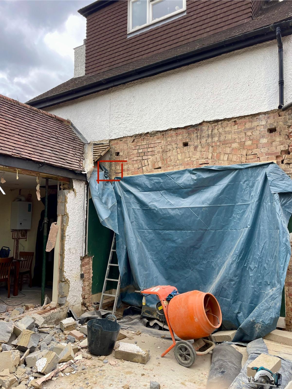 Building work in progress during renovation project