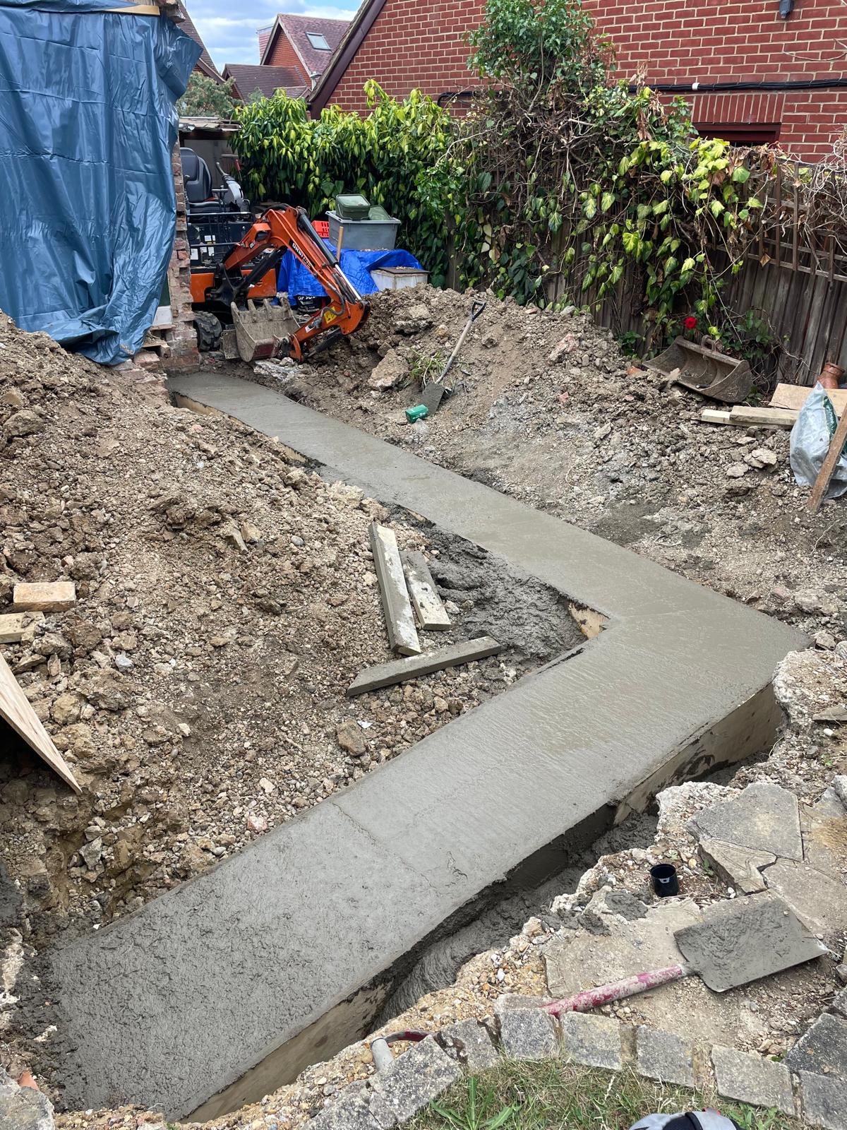 Groundwork and building preparation for an extension project in Bedfordshire